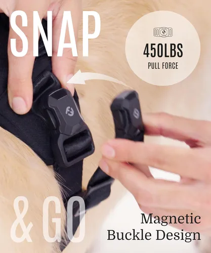 Miniatura 2 de Fei & Eve MagEase - Arnés para perro, hebilla magnética instantánea, control sin tirones de 3 puntos, nailon 900D resistente, asas de seguridad