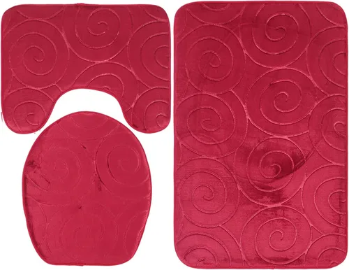 Miniatura 4 de Juego de 3 tapetes de baño, tapetes con relieve para tapa de inodoro, tapete antideslizante absorbente lateral para baño, baño (gris)