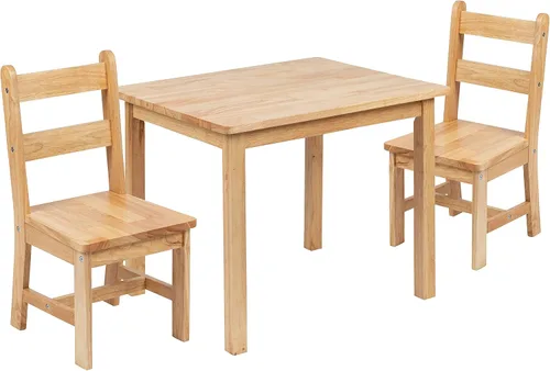 Flash Furniture Kyndl - Juego de mesa y silla de madera maciza para niños, sala de juegos, dormitorio, cocina, juego de 3 piezas, color natural