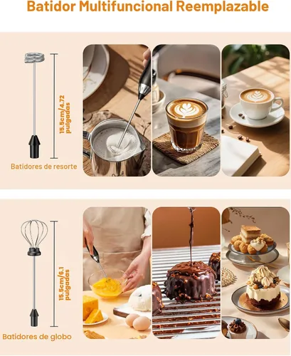 Miniatura 6 de Espumador de leche recargable, varita de mano espumador de café, fabricante de espuma eléctrica impermeable IP67, mezclador de bebidas de alta
