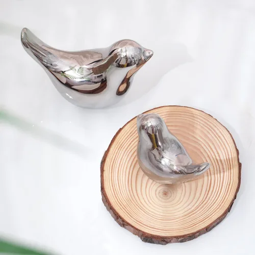 Miniatura 3 de Estatuas de pájaros de plata Notakia, decoración del hogar, estilo moderno, adornos decorativos para decoración de mesa plateada, sala de estar, 2