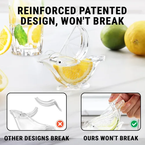 Miniatura 3 de Zulay Kitchen Exprimidor de limón de pájaro – Easy Bird Exprimidor de limón con boquilla de vertido – Prensa de cítricos de plástico duradero