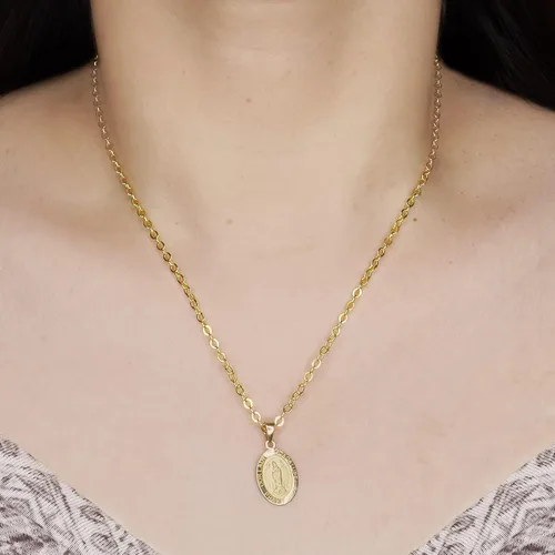 Miniatura 5 de PORI JEWELERS Oro amarillo de 14 quilates pequeño Virgen María Medallón religioso ovalado joyería fina regalo de bendición para mujeres niñas
