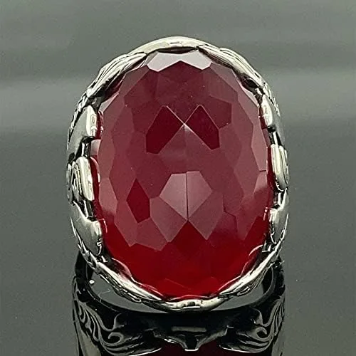 Miniatura 3 de Men Handmade Ring, Ruby Stone Ring, Red Gemstone Ring, Ottoman Style Ring, 925k Sterling Silver Ring, Gift For Him
