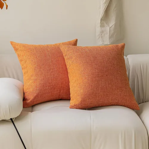 Miniatura 29 de Fundas de almohada decorativas Demetex grises 18x18, fundas de almohada cuadradas de lino para sofá, fundas de almohada estilo granja para cama