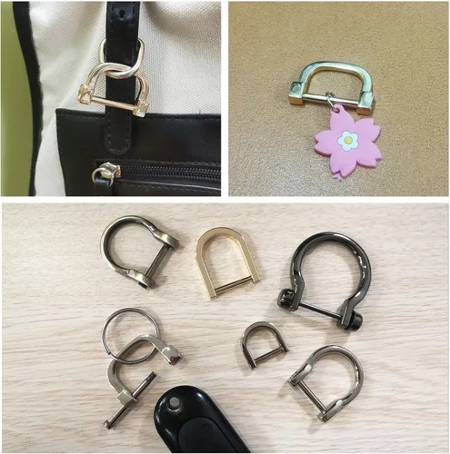 Miniatura 3 de METALLIXITY Metal D Rings Non-welded D-shaped Ring Buckles for DIY Keychains Card Holders Purse Tono dorado