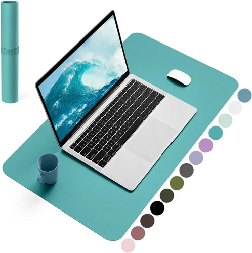 Miniatura 64 de YSAGi Almohadilla de escritorio de piel antideslizante, tapete impermeable para teclado de computadora portátil, protector de mesa y alfombrilla