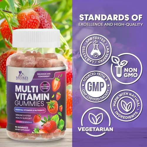 Miniatura 4 de Gomitas multivitamínicas para adultos – Gomitas multivitamínicas diarias para adultos con vitaminas A, C, D, B12 para mujeres y hombres, suplemento