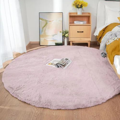 Miniatura 2 de ORINOVA Alfombras redondas bohemias de 8 pies, grandes, esponjosas, lavables a máquina, peludas, para sala de estar, alfombra circular de felpa