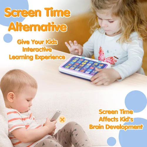 Miniatura 5 de PLAY Tableta de aprendizaje de español e inglés para niños pequeños de 1 a 3 años, letras ABC interactivas bilingües, palabras, juguetes