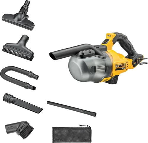 DEWALT Aspiradora de Mano Inalámbrica de 20V, Aspiradora para Automóvil con Filtro HEPA, 6 Accesorios y Luz LED, Alto Rendimiento Solo en Seco