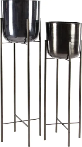 CosmoLiving by Cosmopolitan - Maceta de metal para interiores y exteriores, maceta grande con soporte extraíble, juego de 2 macetas de 39 pulgadas,