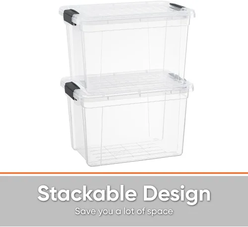 Miniatura 3 de Superio Caja de almacenamiento transparente con tapa, contenedores de plástico de 2.5 cuartos de galón para organizar, cajas apilables, sin BPA,