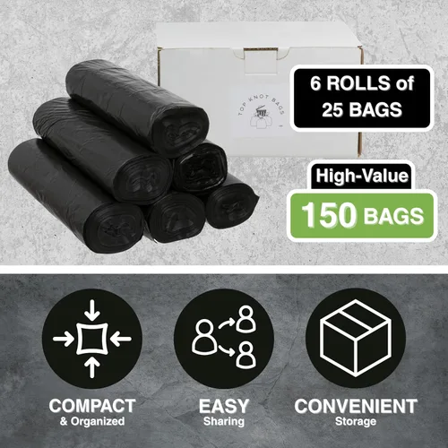 Miniatura 2 de Top Knot Bags Bolsa de basura de 45 galones, 40 x 48 pulgadas, color negro, 150 unidades para latas de 40 galones, 41 galones, 42 galones, 44
