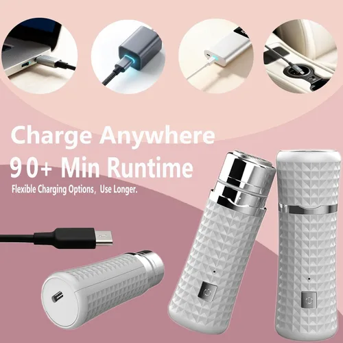 Miniatura 5 de Depilación facial sin dolor para mujeres, afeitadora facial eléctrica, recortadora portátil de melocotón para labios, barbilla y mejillas, Blanco