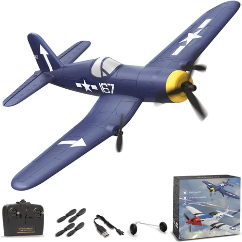 Miniatura 8 de Avión RC ANBURI, Avión de control remoto BF - 109 de 3 canales, 2.4GHz y estabilizador de giro de 6 ejes, 2 baterías incluidas, ideal para adultos