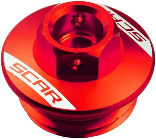 SCAR Tapón de llenado de aceite compatible con HONDA CRF CRFX 250 450 250R 450R 250RX 18-26 - Rojo