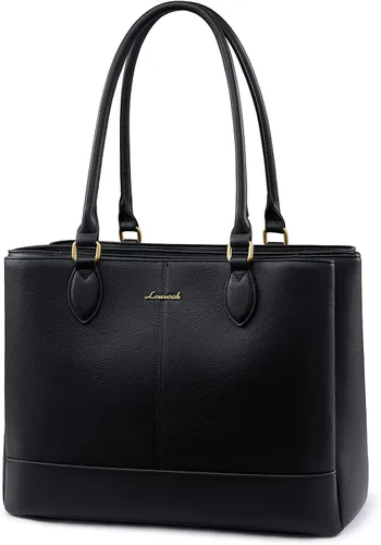 Miniatura 8 de LOVEVOOK: bolsa de mano para laptop para mujeres, bolsa de trabajo de cuero PU con 3 compartimentos, bolsa impermeable para computadora para viajes