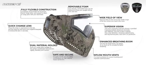 Miniatura 2 de Virtue VIO Ascend térmico Paintball anteojos con lente de doble panel Highlander Camo