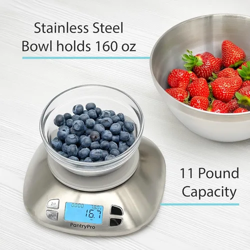 Miniatura 2 de The Display Guys - Báscula digital de cocina de acero inoxidable con cuenco para laboratorio de café y alimentos, pantalla LCD, gramos, libras
