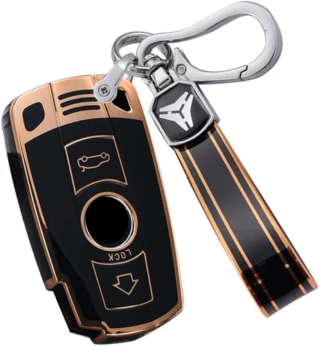 Miniatura 17 de ontto Funda de llave de TPU para llavero de coche Compatible con BMW 1 3 5 Serie E90 E92 E93 X5 X6 Z4 E90 Protector antiarañazos para llave Negro L