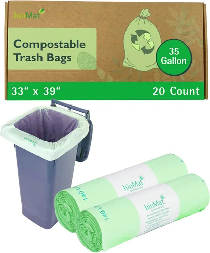 Miniatura 18 de bioMat Bolsas de basura compostables de 2.6 galones, 125 unidades, bolsas de basura pequeñas y planas para cocina, con certificación BPI, CMA y OK