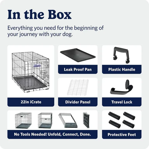 Miniatura 7 de MidWest Homes for Pets - Jaula para perros iCrate de una puerta, mejorada, incluye bandeja a prueba de fugas, patas protectoras de pisos, panel