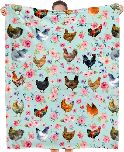 Miniatura 13 de Manta de raza de pollo – Manta de pollo para niños y niñas – Acogedora franela suave, ligera y cálida – Habitación, cama, camping – 30"x40