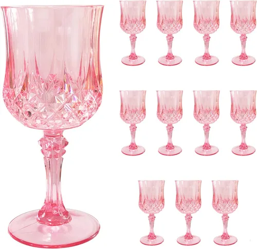 Miniatura 16 de 24 piezas de copas de vino de plástico negro, copas de vino de plástico reutilizables, copa negra tipo cáliz, vasos duraderos y resistentes que se