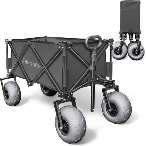 Carro de playa con ruedas grandes para arena, carrito utilitario con marco de acero todo terreno con neumáticos de 9 pulgadas, diseño plegable (Sand