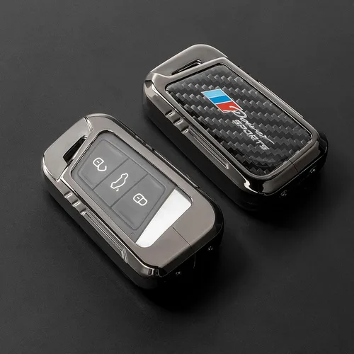 Miniatura 20 de Funda para llavero BMW con llavero, fibra de carbono real, protección de aleación de zinc, compatible con BMW 1 3 4 5 6 7 Series X1 X3 X4 M5 M6 GT3