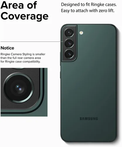 Miniatura 8 de Ringke Estilo de cámara compatible con Samsung Galaxy S22 / S22 Plus 5G, protector de lente de cámara con marco de aluminio, adhesivo protector