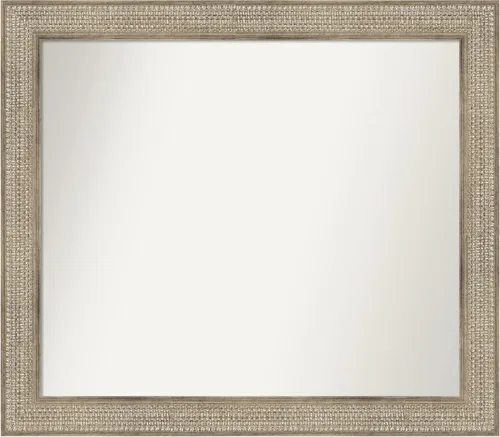 Miniatura 338 de Amanti Art Espejo de baño plateado para sobre fregadero, 26 x 26 pulgadas, espejo cuadrado de níquel pulido, marco de madera tradicional mediano, se
