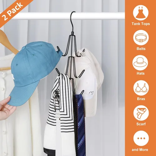 Miniatura 4 de TOPIA HANGER Organizador para colgar bolsos para armario, paquete de 2 ganchos organizadores de bolsos, ganchos de metal giratorios de 360°, estante