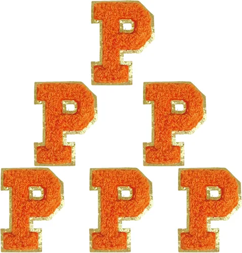 Miniatura 74 de 6 piezas de parches de letras de chenilla autoadhesivas, parches de letras preppy de 2 pulgadas para bolsos, ropa y sombreros, grandes pegatinas