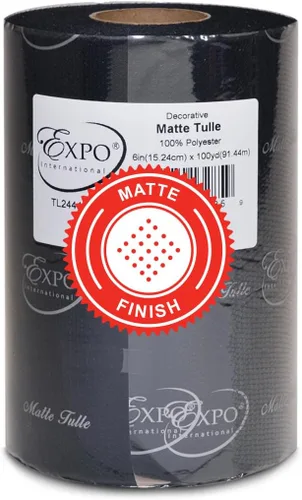 Miniatura 48 de Expo International Tul mate decorativo, rollo/carrete de 6 x 100 yardas, tela de tul de poliéster ligera para tutús, disfraces y decoraciones