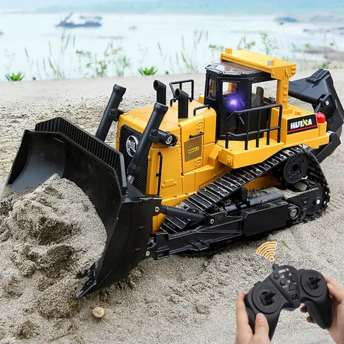Miniatura 4 de Fisca Bulldozer de Control Remoto RC 1/16 Vehículo de Construcción Completamente Funcional, Cargador Frontal Dozer de 2.4Ghz 11 Canales con Luz