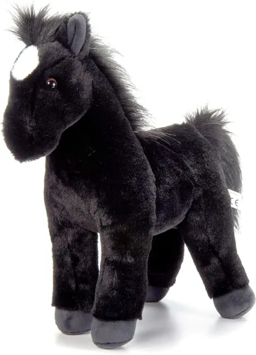 The Petting Zoo Peluche de caballo negro de pie, regalos para niños, animales salvajes de corral Onez, juguete de peluche de caballo negro, 12
