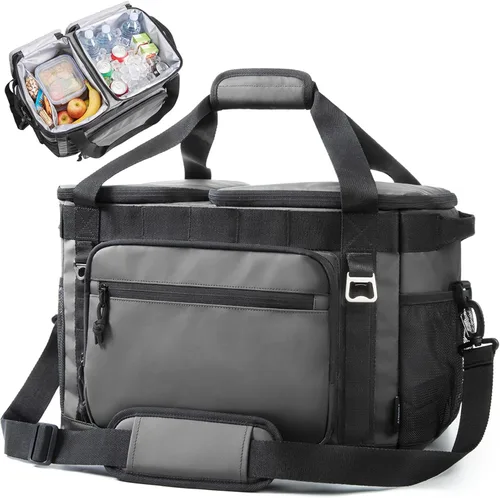Miniatura 14 de TOURIT Lonchera térmica con lados blandos 48/60 latas gran bolsa de almuerzo plegable, caja de hielo, 8.4/10.6 galones enfriadores sin fugas y Negro