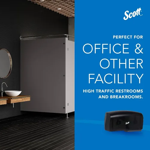 Miniatura 9 de Scott Professional Essential - Dispensador de papel higiénico Jumbo sin núcleo (09608), negro, capacidad para 2 rollos, montado en la pared, grado
