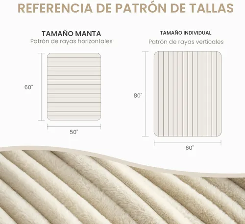 Miniatura 9 de Cozy Bliss Manta de Tiro de Piel Sintética para Sofá, Manta de Felpa Acogedora y Cálida a Rayas para Sofá Dormitorio Sala de Estar, 50 x 60 Pulgadas