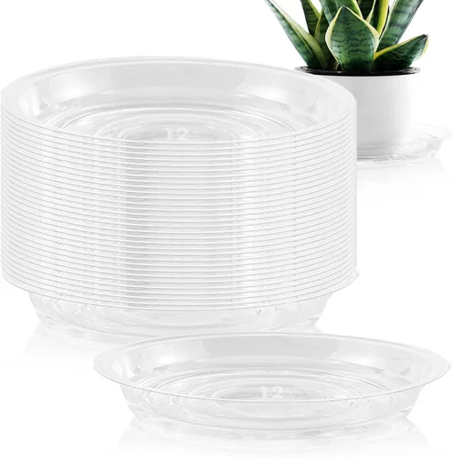Miniatura 20 de Paquete de 30 platillos transparentes para plantas en interiores (4, 6, 8, 10, 12 pulgadas) platillos para macetas para plantas en maceta, juego