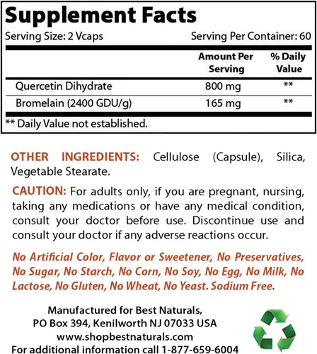 Miniatura 2 de Best Naturals NAC 600 mg y quercetina con bromelina
