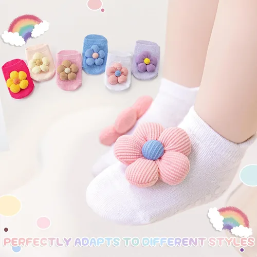 Miniatura 7 de Aroveea Calcetines antideslizantes de algodón para bebés y niñas de 0 a 3 años