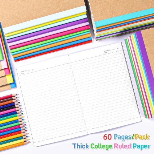 Miniatura 4 de Cuadernos de composición para la escuela, paquete de 36 diarios con 36 calcomanías motivacionales, 60 páginas con rayas universitarias