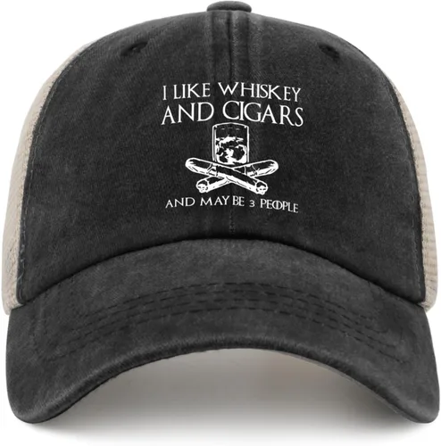 Miniatura 150 de Philysonic Funny Hat I Like Whisky and Cigars and Maybe 3 People Sombreros para Hombres Gorras de Béisbol Gorras Ajustables