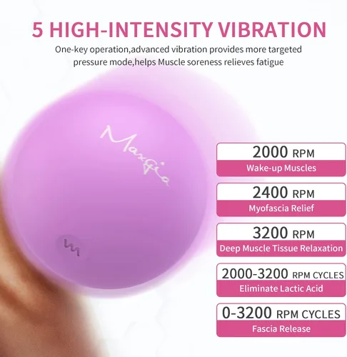 Miniatura 4 de Bola de masaje individual de 3 pulgadas, rodillo de bola de masaje vibrante de 5 velocidades para terapia de punto de activación, masajeador