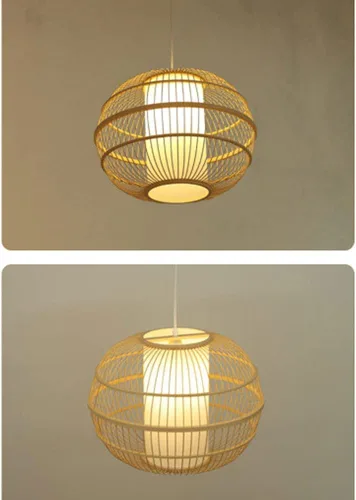 Miniatura 2 de Weaving Bamboo Pendant Light Medieval Lantern Lampshade Hollow Retro Chandeliers Ceiling Industrial Chandelier Lights Hanging Decorations Rustic