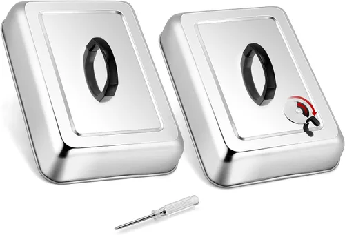 Cúpula de Fusión Rectangular 2 Piezas, HaSteeL 13.3 X 9.8 Pulgadas Cubierta de Vapor de Acero Inoxidable, Tapa de Plancha Sólida de Servicio Pesado