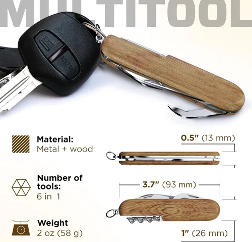 Miniatura 3 de Cuchillo de bolsillo pequeño 6 en 1 – Llavero multiherramienta – Cuchillo de bolsillo compacto para niños con abridor de botellas, abrelatas, 3